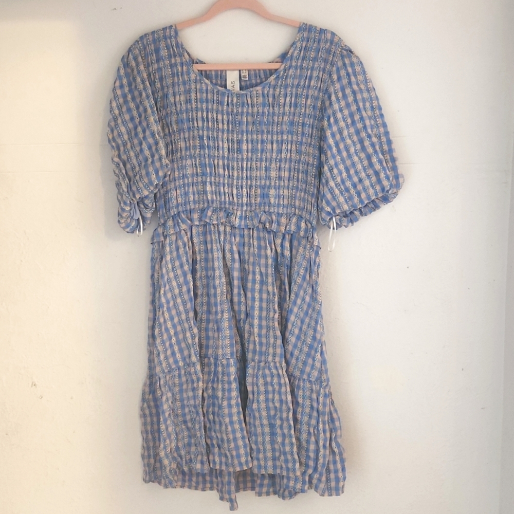 Blue Checkered Women's Dress